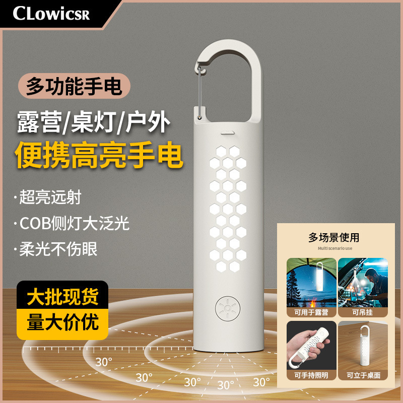 Cross-border new portable flashlight with side light strong light rechargeable outdoor mountaineering camping multifunctional emergency light Cross-border new portable flashlight with side light strong light rechargeable outdoor mountaineering camping multifunctional emergency light