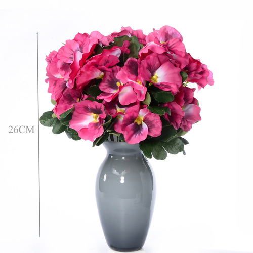 Artificial flowers, five-petaled small bunch, three-color pansies, creative home decor, silk flowers, faux flowers, small decorative pieces, green plants