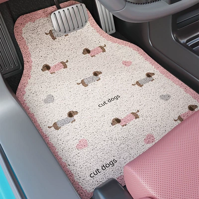 Cross-border cartoon car floor mats for all seasons, dirt-resistant, wear-resistant, easy to maintain, non-slip car floor mats (Avtomobil döşəmə paspasları) - dachshund-dog-duoduo-front-row-backstage-5050cm-silk-loop-carpet