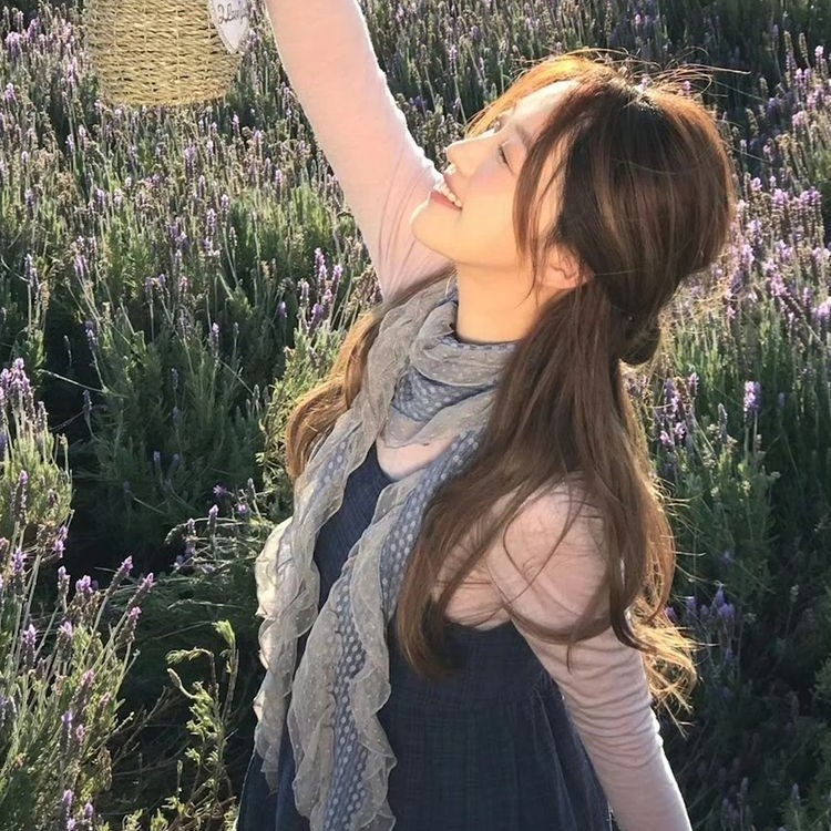 藤井树同款古早灰蓝色波点蕾丝边丝巾木耳边长款围脖拍照薄款围巾|undefined
