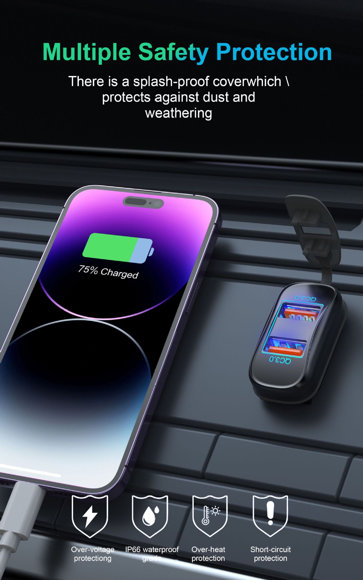 Factory Direct Sales Popular Car and Motorcycle Charging Modified Car Charger USB Boat Type Car Mobile Phone Charger