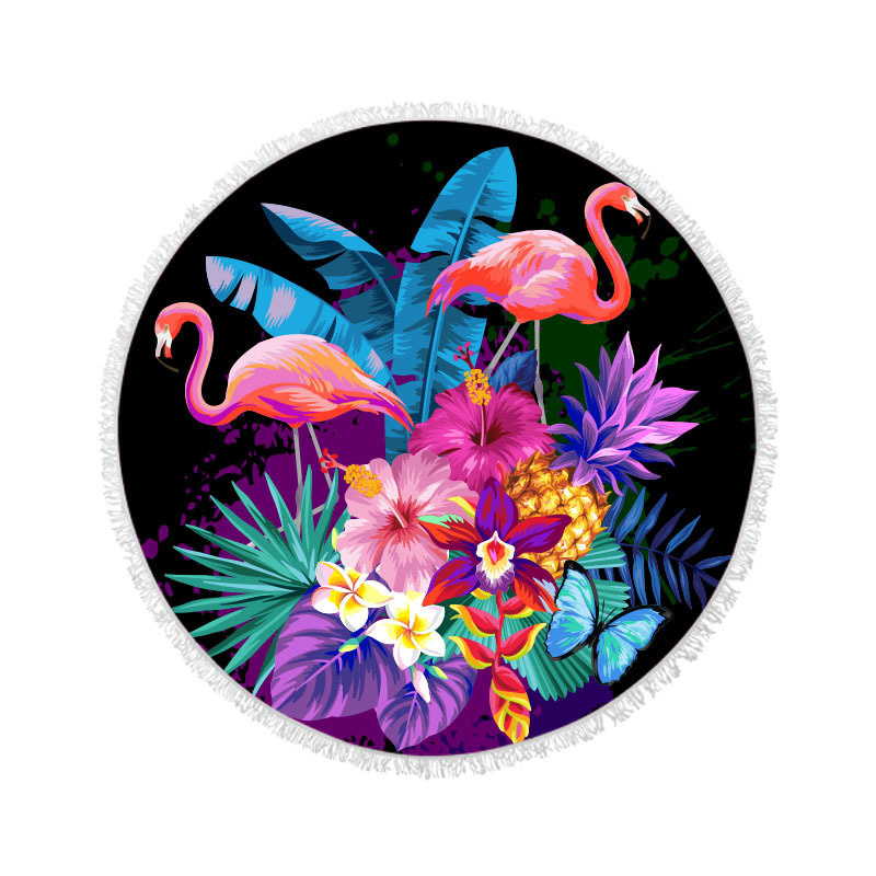 Toalla de playa europea y americana microfibra borla redonda Toalla de playa Toalla de baño de playa borla redonda Toalla de playa