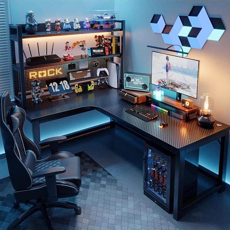Carefully Selected Corner Computer Desk, Desktop Dual-Player Gaming E-Sports Table, Home Study Desk with Bookshelf Combination, Bedroom Writing Desk
