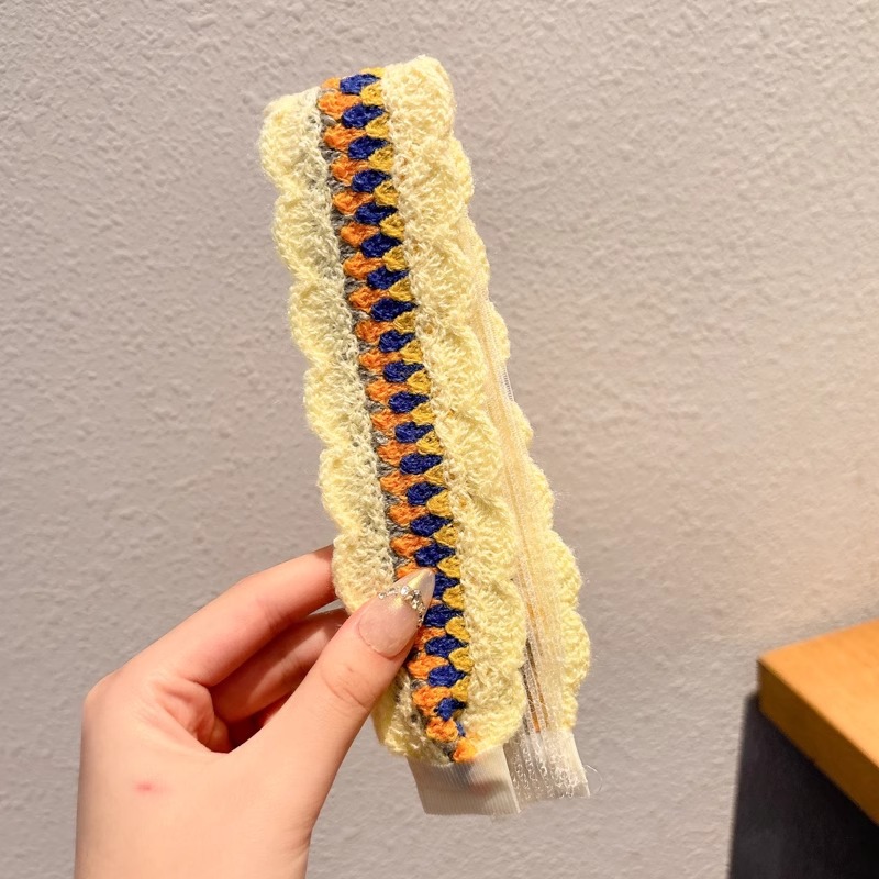 Flor francesa de punto velcro cinta de cabello para adultos fresa de cabello acabado artefacto de la niña cabello fija banda de cabello tocado