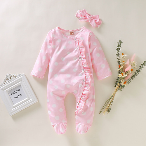 Baby Bodysuit Ins Long Sleeve Kids' Homecoming Crawling Suit Children Sweet Pajamas Baby Clothes