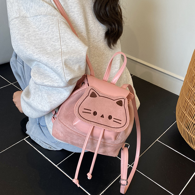 Mochila coreana esmerizada para niños y niñas, caricatura lindo gatito, mochila para bebés, nuevo otoño y invierno mochila para niños.