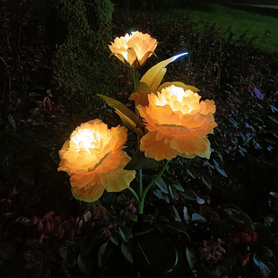 Cross-Border Solar Peony Lantern Led Three-Head Ground Plug Light Outdoor Courtyard Landscape Garden Artificial Decorative Light
