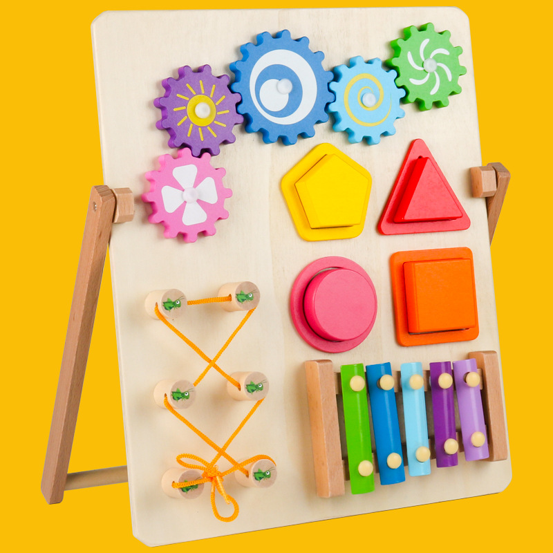 Amazon Montessori multifunción tocando piano tablero ocupado niños enhebrando tablero de aprendizaje educación temprana tablero ocupado al por mayor