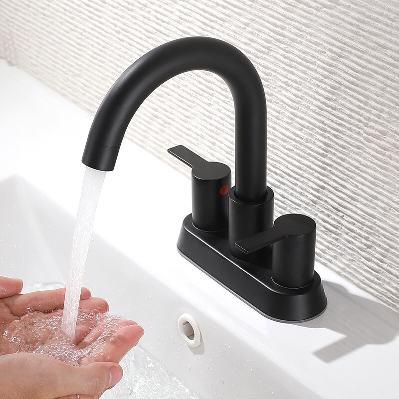 Cross-Border American-Style 4inch Hot and Cold Dual-Handle Dual-Opening Faucet for Bathroom Washbasin