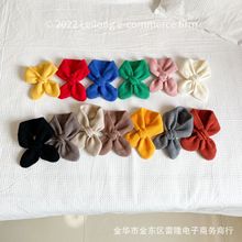 ins简约儿童针织围脖 秋冬宝宝保暖毛线交叉围巾脖套