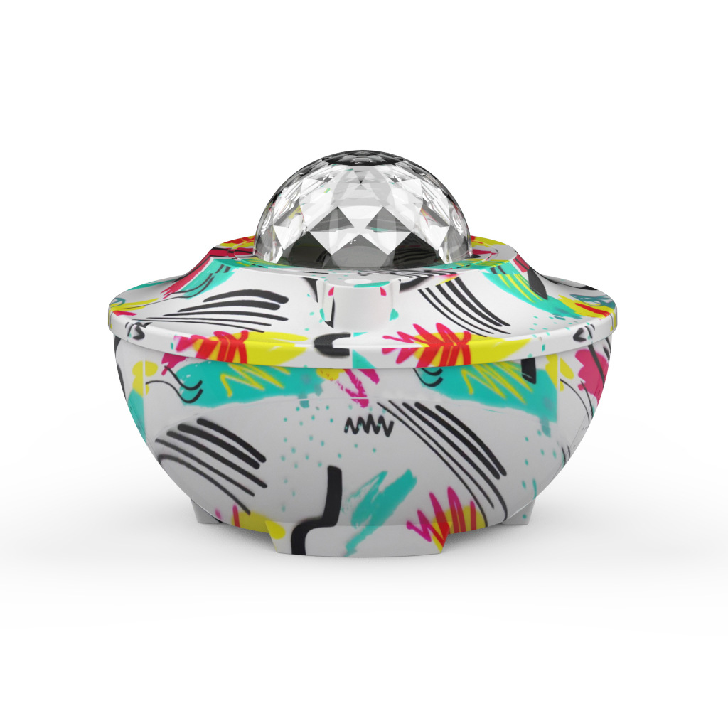 跨境爆款新全彩音乐星空灯水转印彩绘涂鸦卧室氛围投影灯音箱夜灯