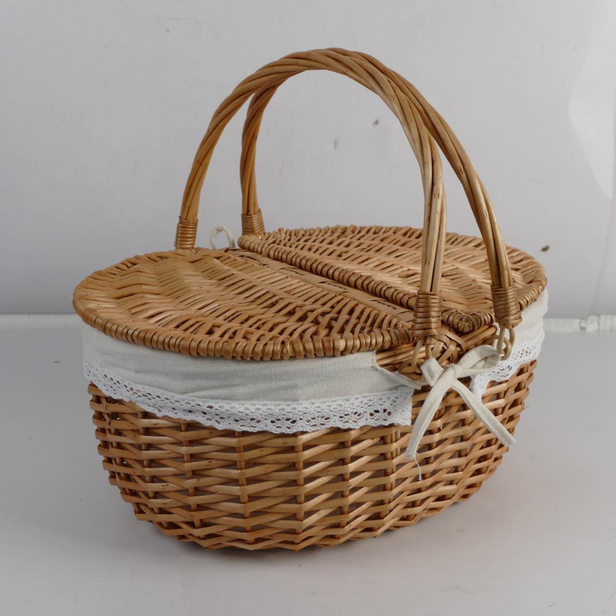 Cestas de picnic de sauce tejidas a mano Cestas de mangas de verduras de mano Cestas de regalo de mano Cestas de almacenamiento Cestas de huevos tejidas de caña