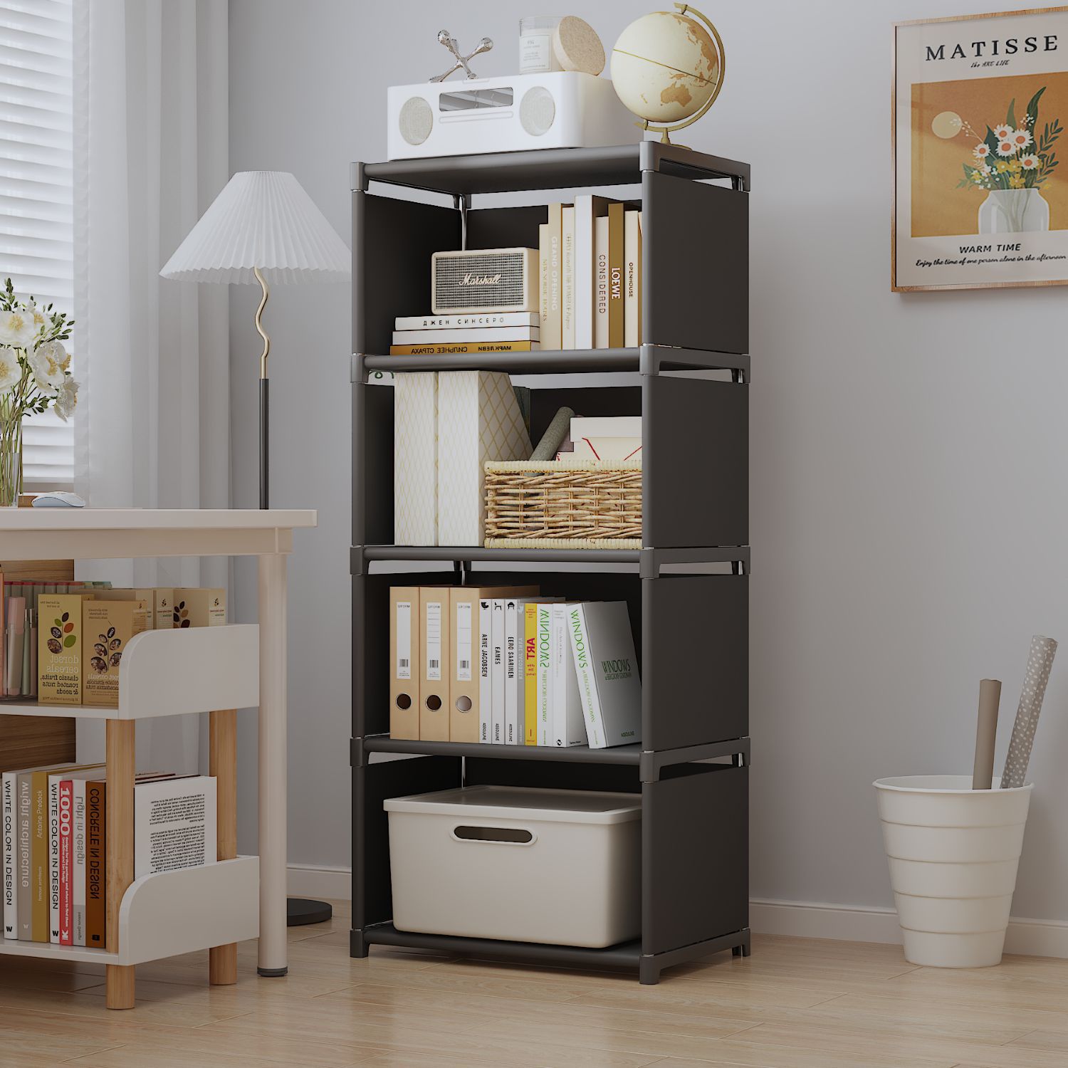Estante simple combinado estilo retrógrado estante moderno estante simple dormitorio estante de almacenamiento estante diseño de habitación infantil