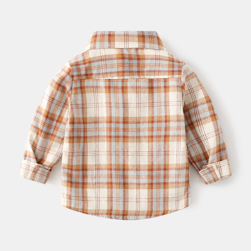 Children's plaid shirt Korean version children's clothing, boys' long sleeved shirt, fashionable baby casual top, one piece for distribution