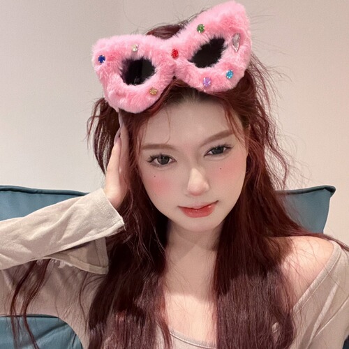 Barbie Style Flocked Sunglasses Headband for Women  Summer Pink Version Fashion Accessory Barbie Headband Hair Accessory
