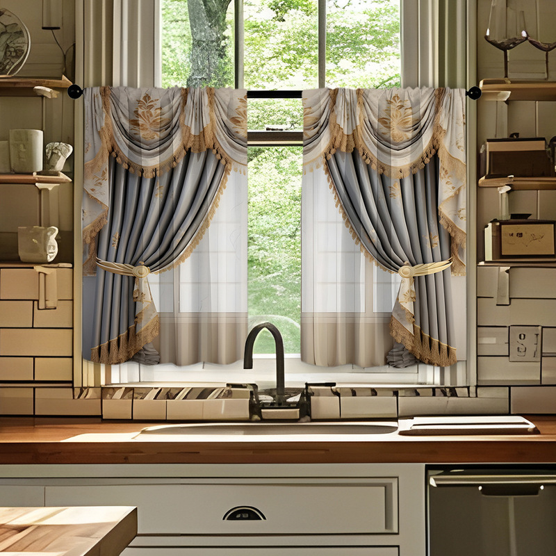 2pcs kitchen short curtain cartoon pattern cross-border hot selling factory direct supply 3D digital printing waterproof and oil-proof 2pcs kitchen short curtain cartoon pattern cross-border hot selling factory direct supply 3D digital printing waterproof and oil-proof