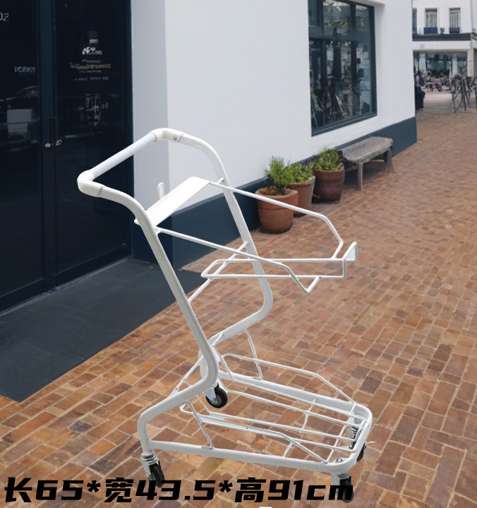超市商场购物车家用便利店双层手推车提篮车网红地摊粉色拍照推车|undefined