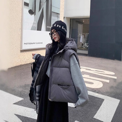 外贸羽绒棉马甲女2025年秋冬新款韩版宽松棉坎肩纯色马夹背心外套
