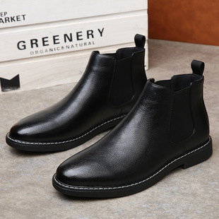 Cross-border plus size Chelsea Boots Men's 2024 Autumn and Winter Color-polished Fashion Retro British Martins fleece-lined Ankle Boots