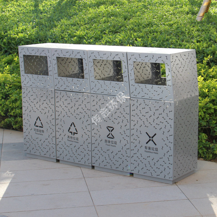 户外镂空组合式不锈钢分类垃圾桶喷塑金属果皮箱广场环卫垃圾箱