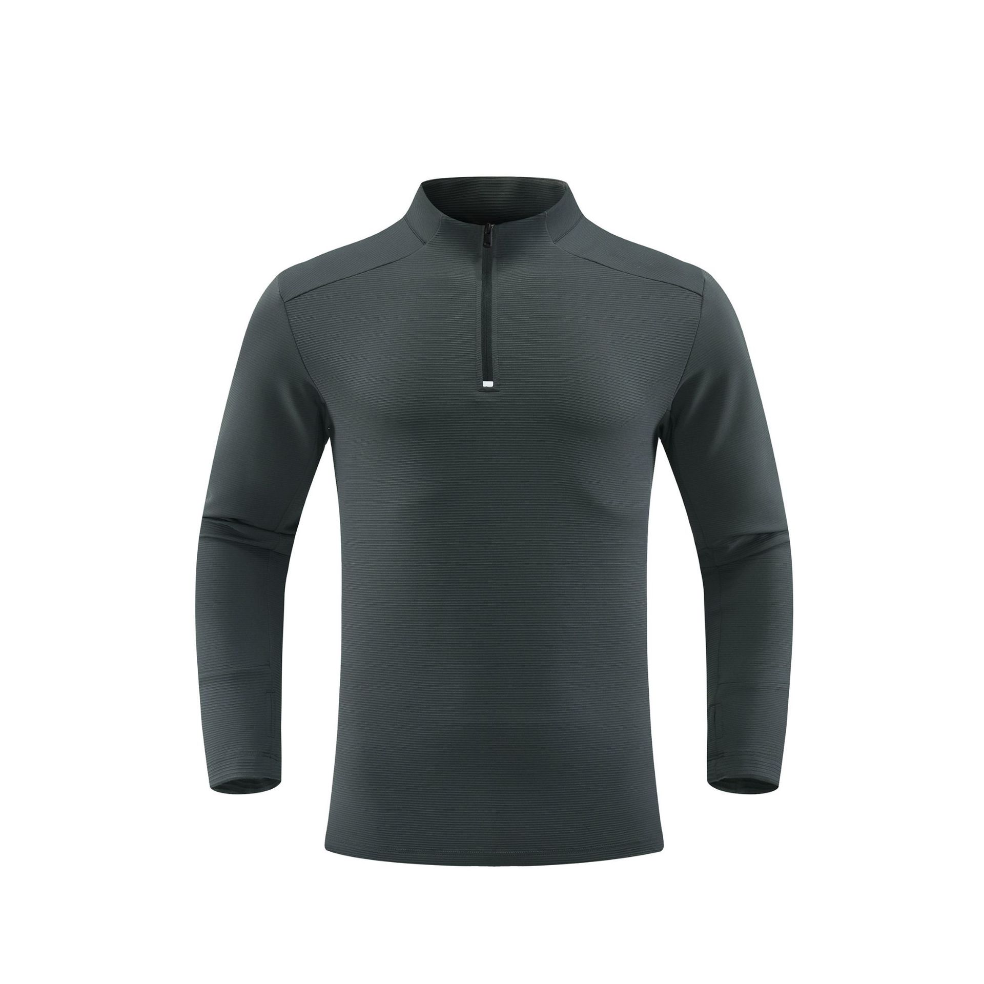 Textura de la mitad del collar deportivo de manga larga, cuello de pie, cuerpo delgado, entrenamiento de alta elasticidad, entrenamiento de base, ropa de secado rápido, camiseta para hombres