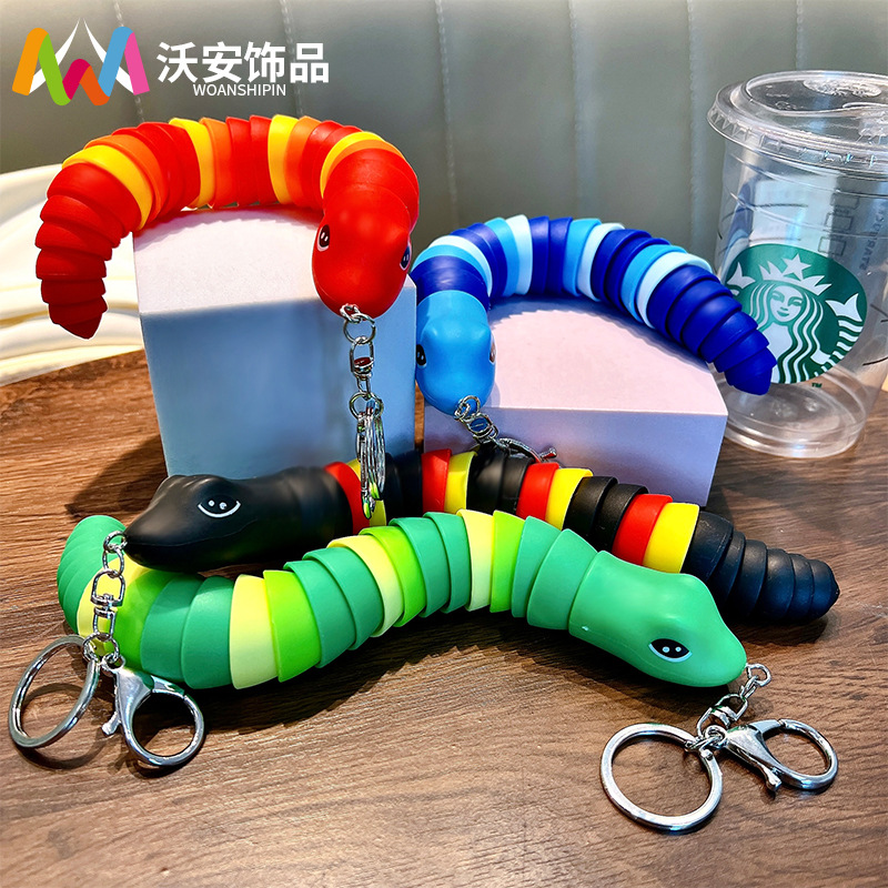 Activity Joint Twisted Snake Keychain Cute Year of the Snake Bag Pendant Car Key Chain Doll Machine Gift Wholesale