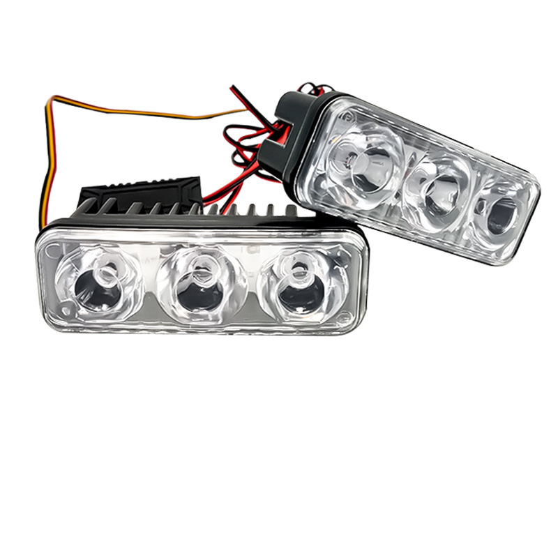 Nuevo automóvil brillante / motocicleta led faro diurno luces de dirección 3 lámparas de red luz diurno transformación