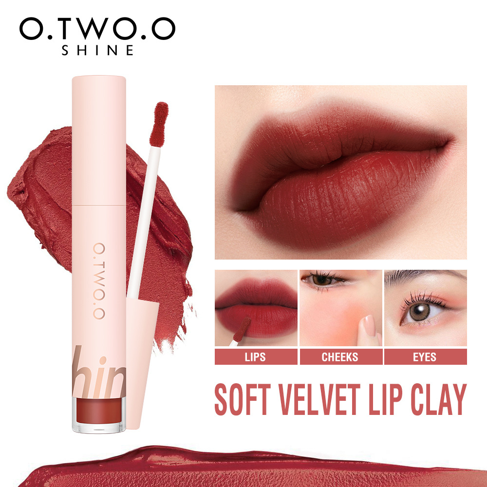 O.TWO. O soft cotton mist first love lip mud powder Blusher eye shadow can be used three times, velvet does not touch the cup and does not fade