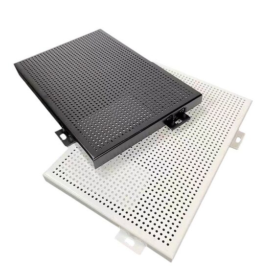 Factory Curtain Wall Perforated Aluminum Plate Imitation Wood Grain Door Head Custom Exterior Wall Ceiling Fluorocarbon Wall Decoration Punched Aluminum Veneer