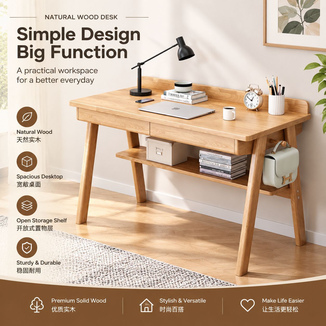Computer Desk, Desktop Study Table, Student Home Study Table, Simple Office Desk and Chair Set, Small Simple Writing Desk
