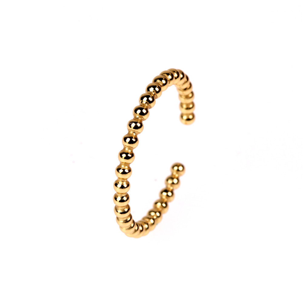 hip hop golden round bead open ring