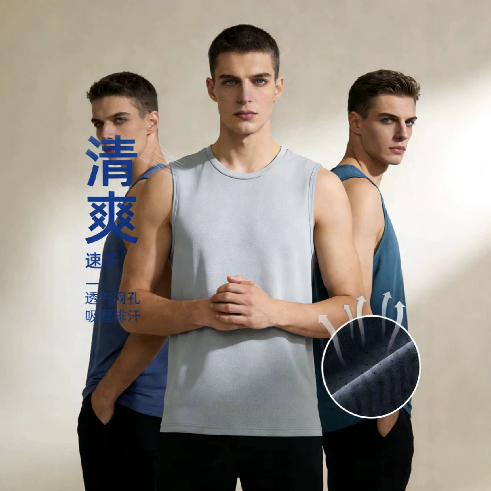 Cross-Border Men's Ice Silk Quick-Drying Sleeveless Vest Loose Casual Basketball Vest Men's Sleeveless Quick-Drying Vest Top