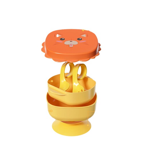 Baby food supplement bowl, out-and-out tableware, portable lunch box, little lion set bowl, baby grinding bowl, food supplement bowl cartoon