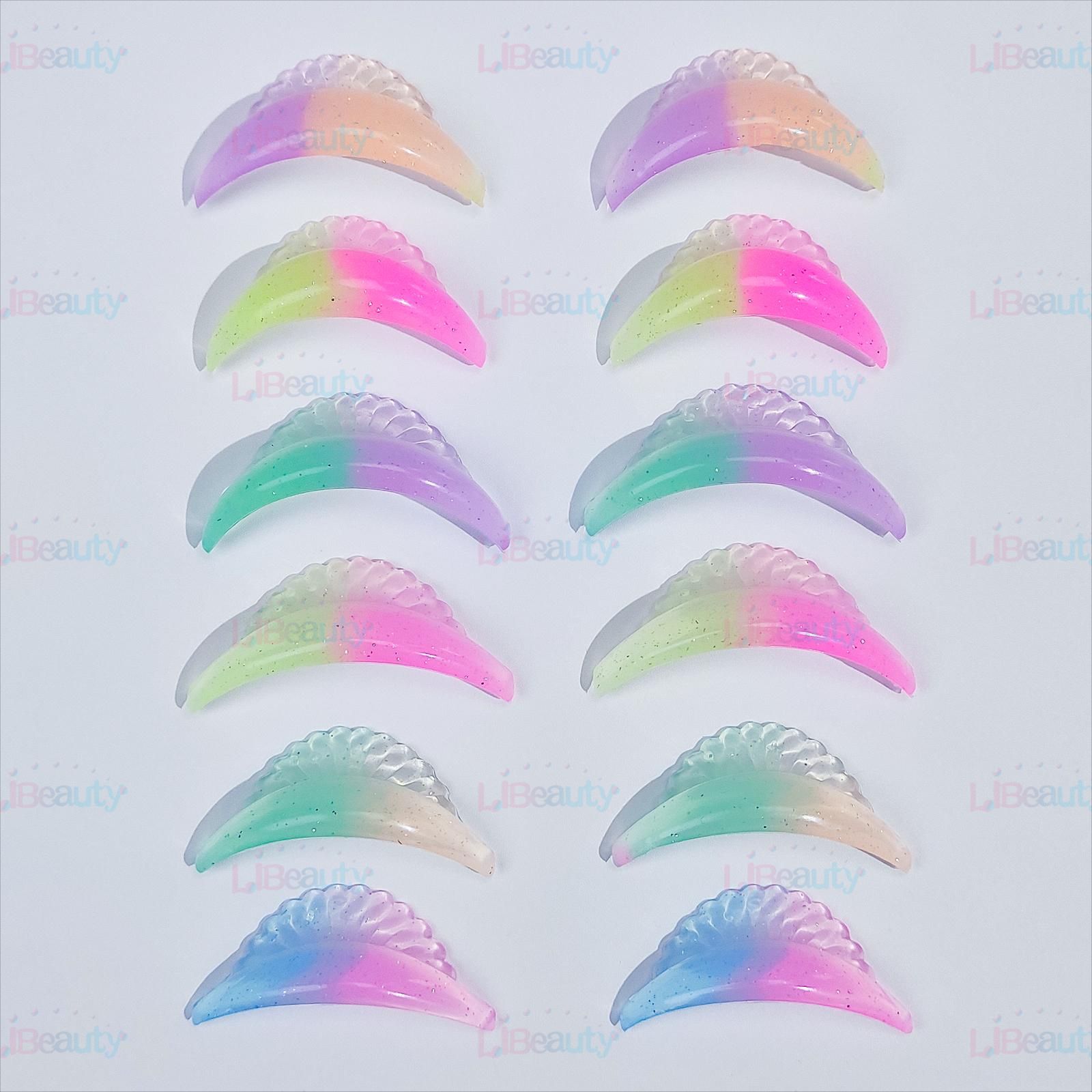 6 pares de juntas de elevación de pestañas de perlas degradadas para la tienda de pestañas hermosas