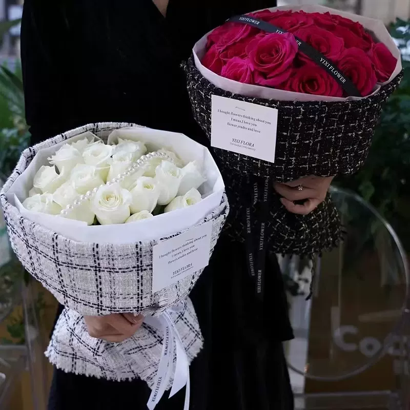 鲜花包装韩式小香风布艺面料玫瑰花束包花布花店材料花艺资材用品