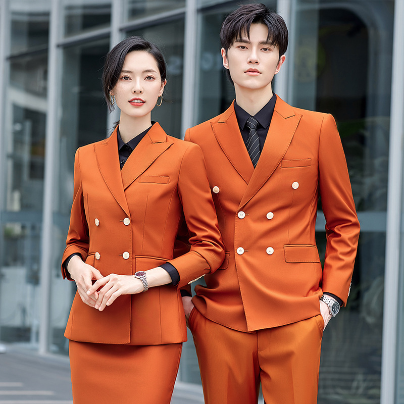 Double-breasted formal business suit for interviews, unisex long-sleeved suit, professional attire, office workwear Double-breasted formal business suit for interviews, unisex long-sleeved suit, professional attire, office workwear
