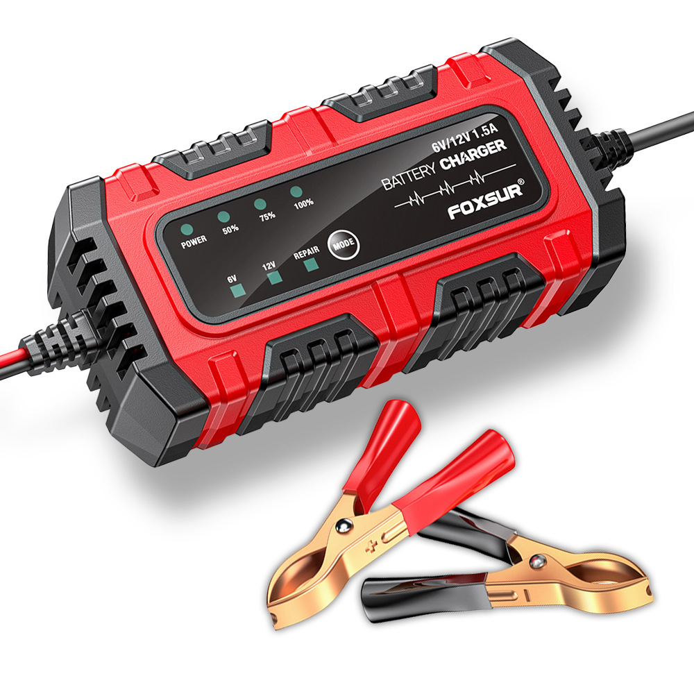 汽车摩托车通用6V/12V 1.5A 铅酸电池充电器智能涓充电瓶修复充电