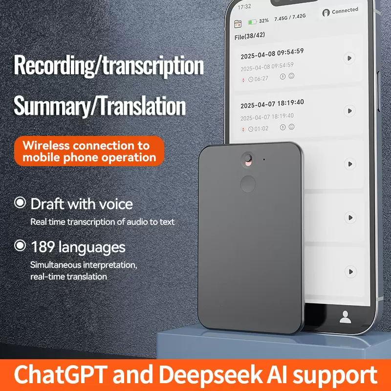 跨境新款A3竖双键-AI录音ChatGPT智能转写翻译录音笔APP控制录音