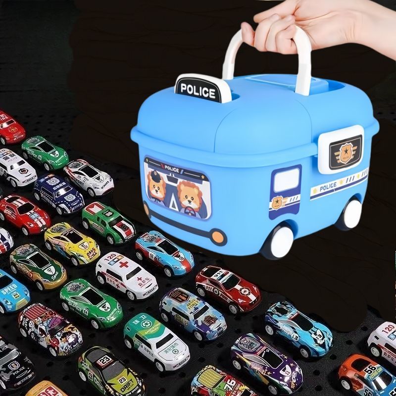 Coche de aleación de hierro con caja de almacenamiento conjunto de simulación de metales modelo de coche de carreras juguetes al por mayor