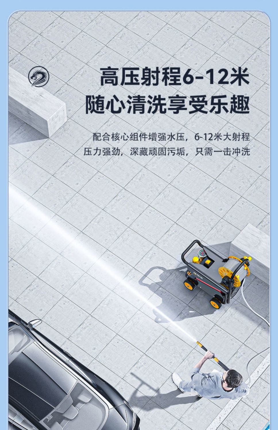 Guide Car High-Pressure Water Pump for Home Use 220V High-Power Car Washing Water Gun for Vehicle Floor Cleaning