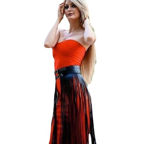 Moda europea y americana multi-capa borla cinturón Super larga borla falda punk estilo super largo cintura sello Accesorios multi-color opcional