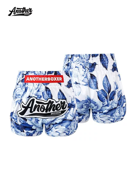 Anotherboxer New Blue and White Rose Adult Fighting Shorts Mma Free Fighting Sports Training Pants