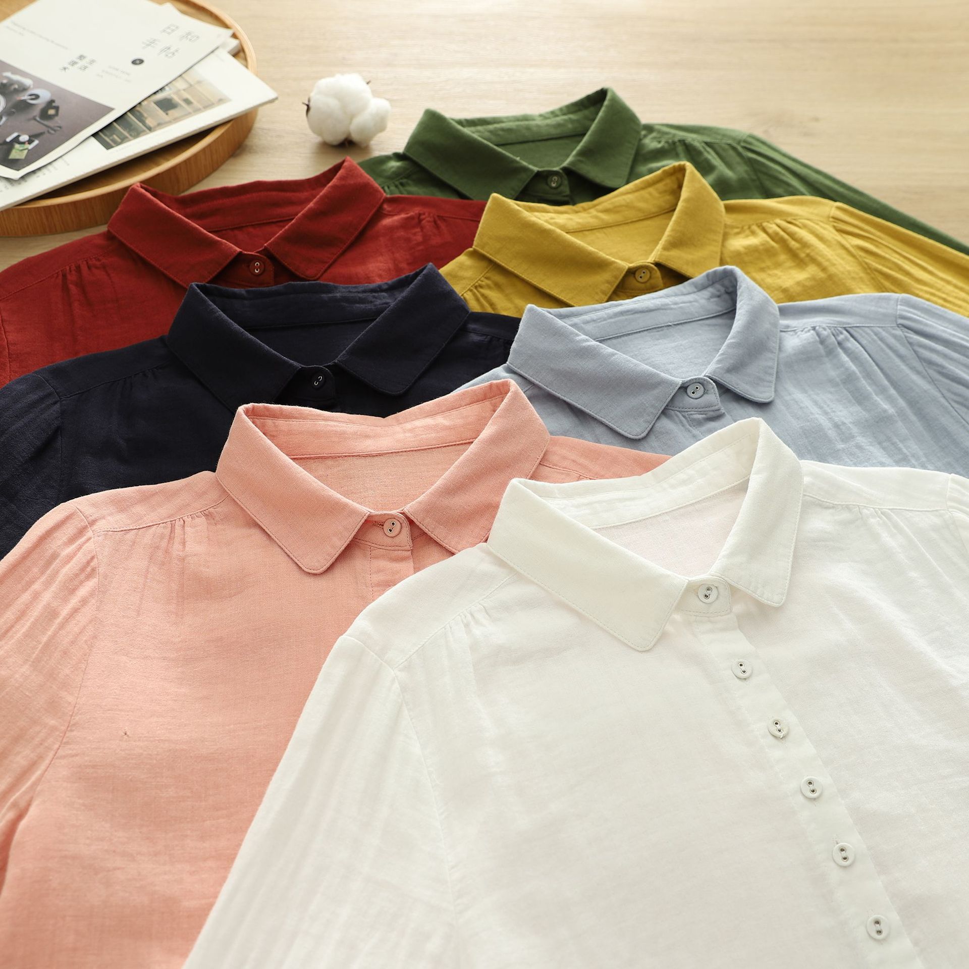 Cotton solid color soft children's shirt