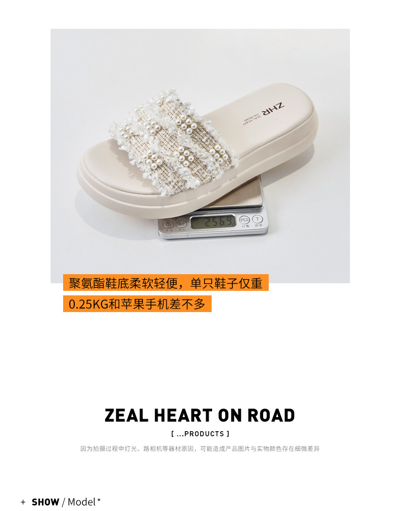 Dép sandal nữ đế bệt phong cách tiên nữ đính ngọc trai — M359 đen chi tiết 14