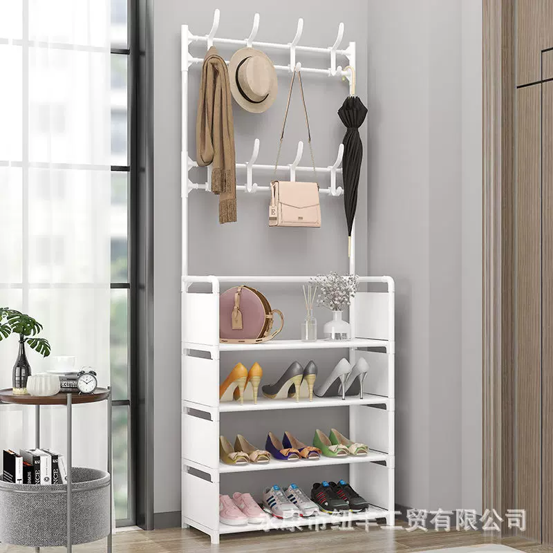 简易鞋架多层家用出租房宿舍免打孔网红落地衣帽架收纳置物鞋柜子