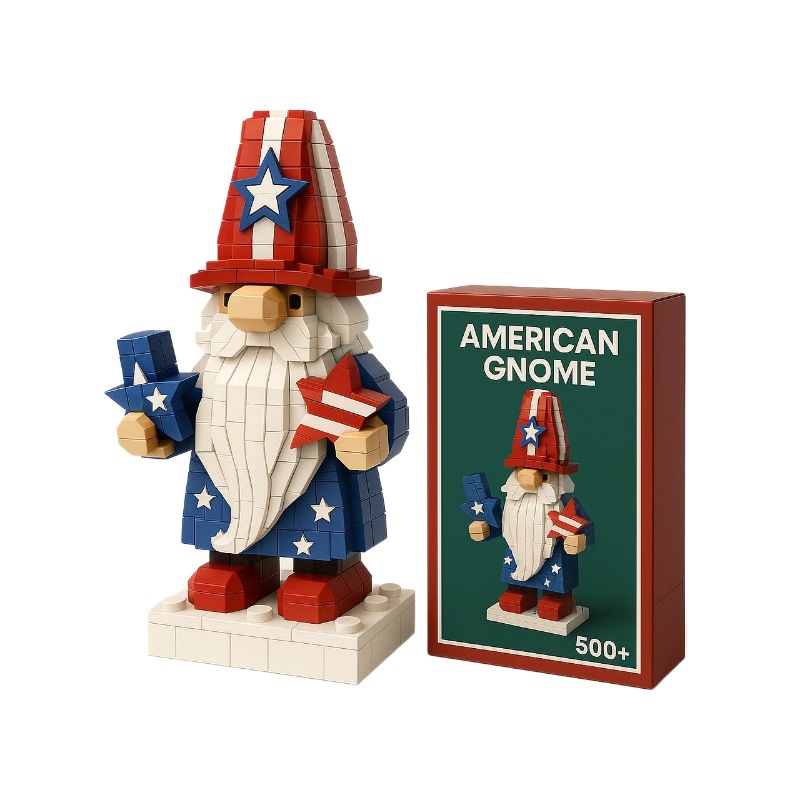 Cross-border American Independence Day Elf Block Decorations, Dwarf Toys, Desktop Small Building Blocks_voghion.com