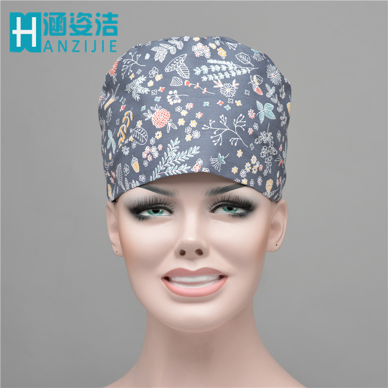 Surgical Cap for Nurses and Anesthesiologists, Head Wrap with Ties, All-Cotton Maternity Cap, Cotton Floral Sunshade Cap, Versatile