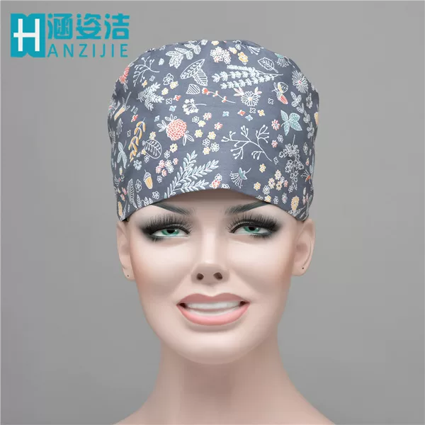 Surgical Cap for Nurses and Anesthesiologists, Head Wrap with Ties, All-Cotton Maternity Cap, Cotton Floral Sunshade Cap, Versatile