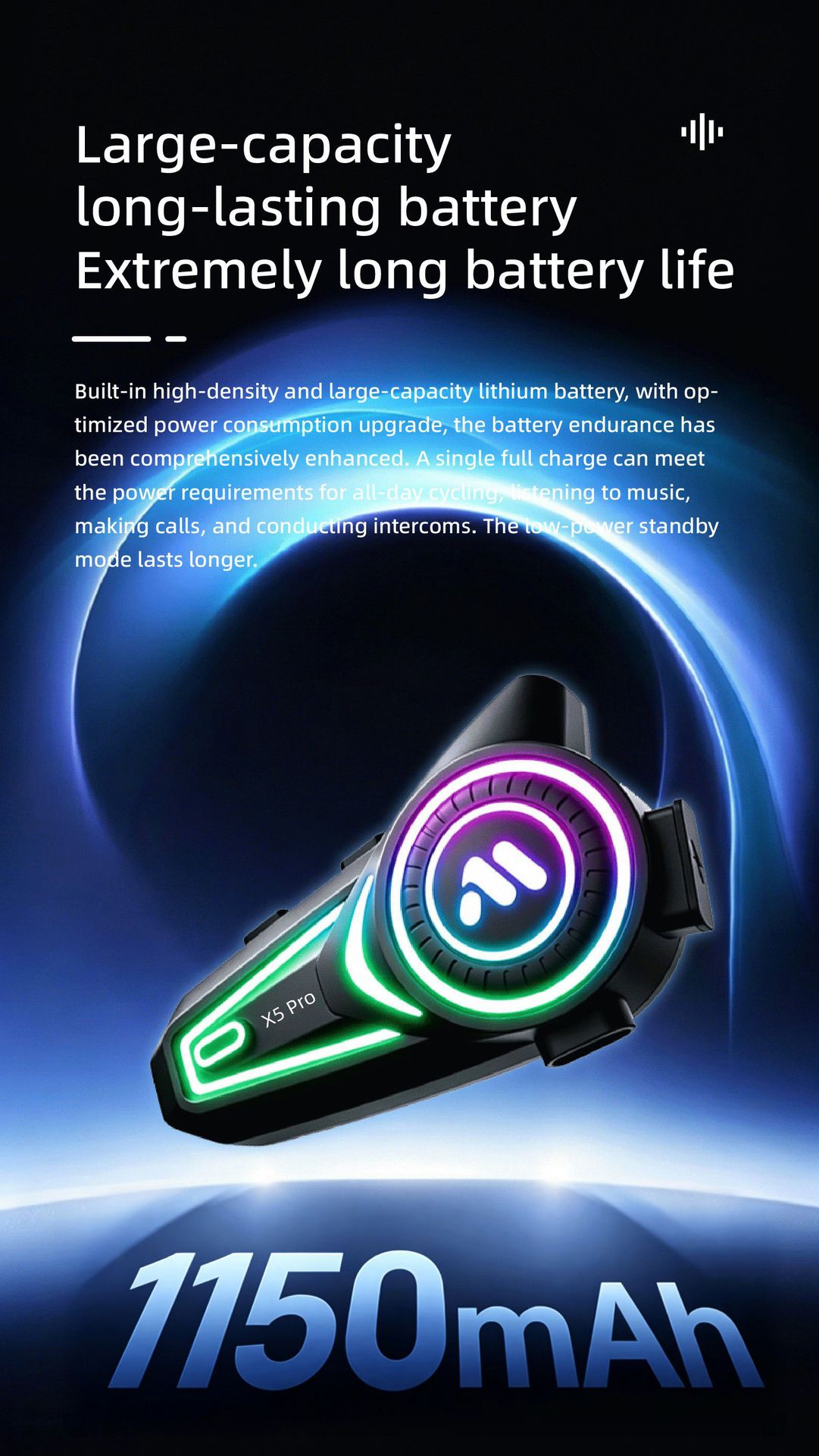 Waterproof motorcycle helmet bluetooth intercom headset