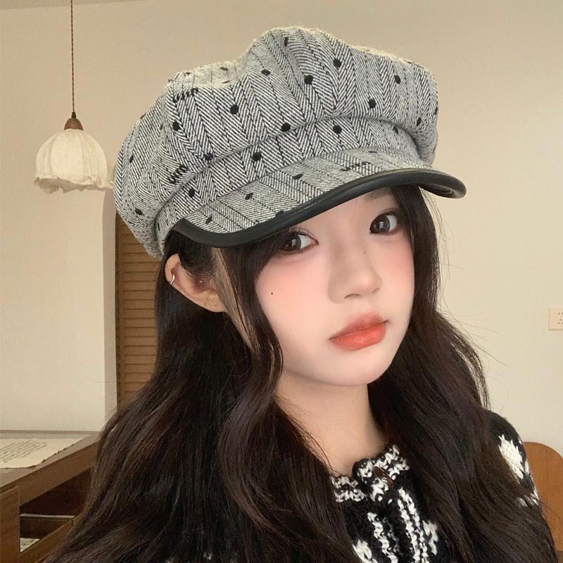 日系复古文艺风棕色贝雷帽女夏季凹造型显脸小八角帽云朵画家帽子|undefined